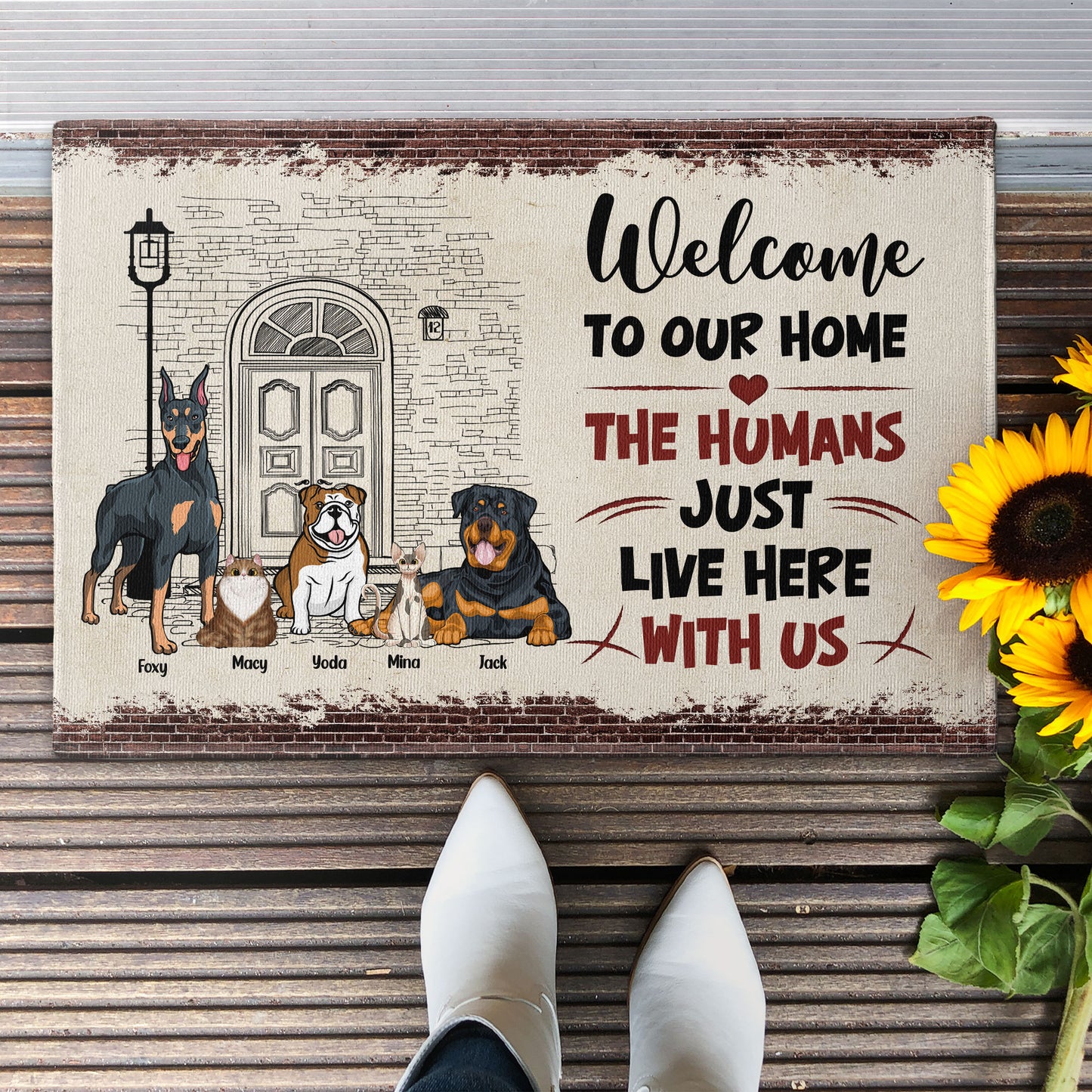 Welcome To Our Home - Personalized Doormat - Fall Season Gift For Dog Lovers, Cat Lovers, Pet Lovers, Dog Mom, Cat Mom