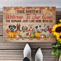 Welcome To Our Home - Personalized Doormat - Fall Season Gift For Family, Dad, Mom, Grandpa, Grandma, Dog Owner, Dog Lover, Porch Decorations, Fall Rug