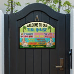 Welcome To Our Tiki House - Personalized Custom Shaped Wood Sign