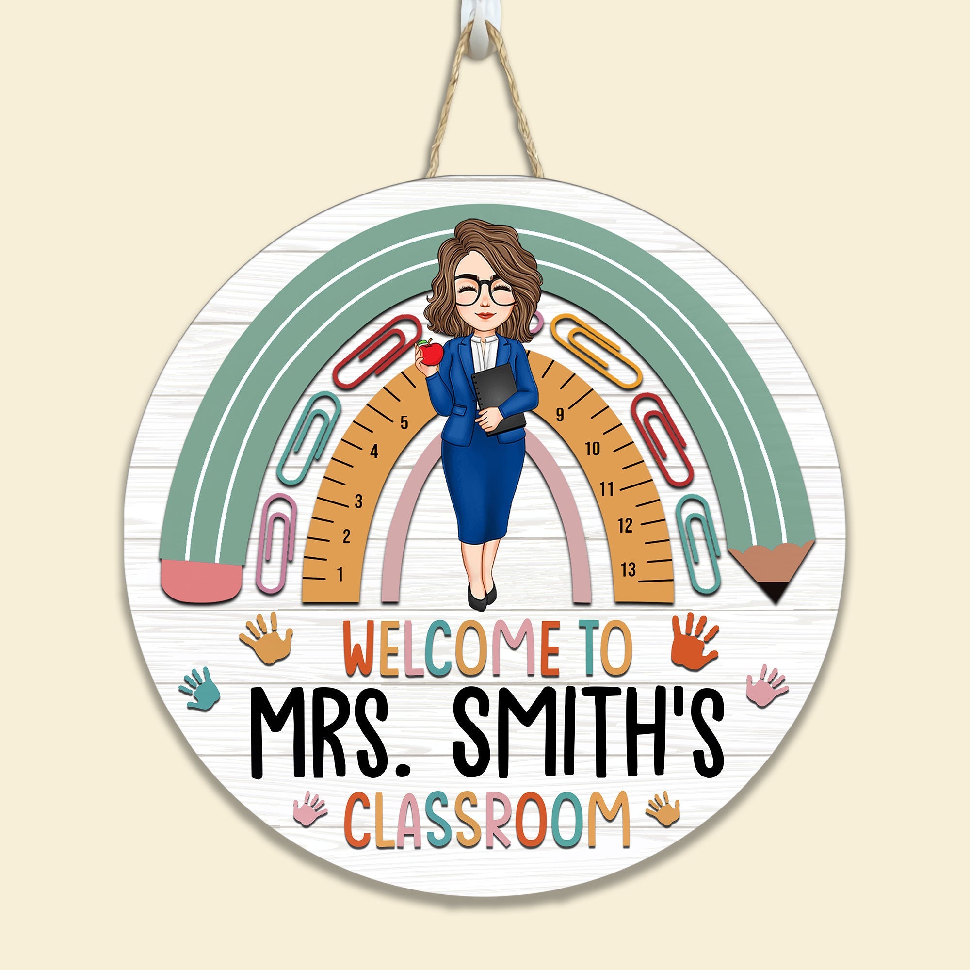 Welcome To Teacher Classroom - Personalized Round Wood Sign – Macorner