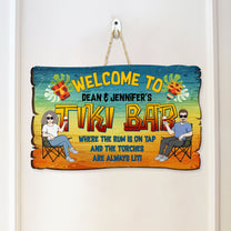 Welcome To Tiki Bar The Torches Are Always Lit - Personalized Custom Shaped Wood Sign