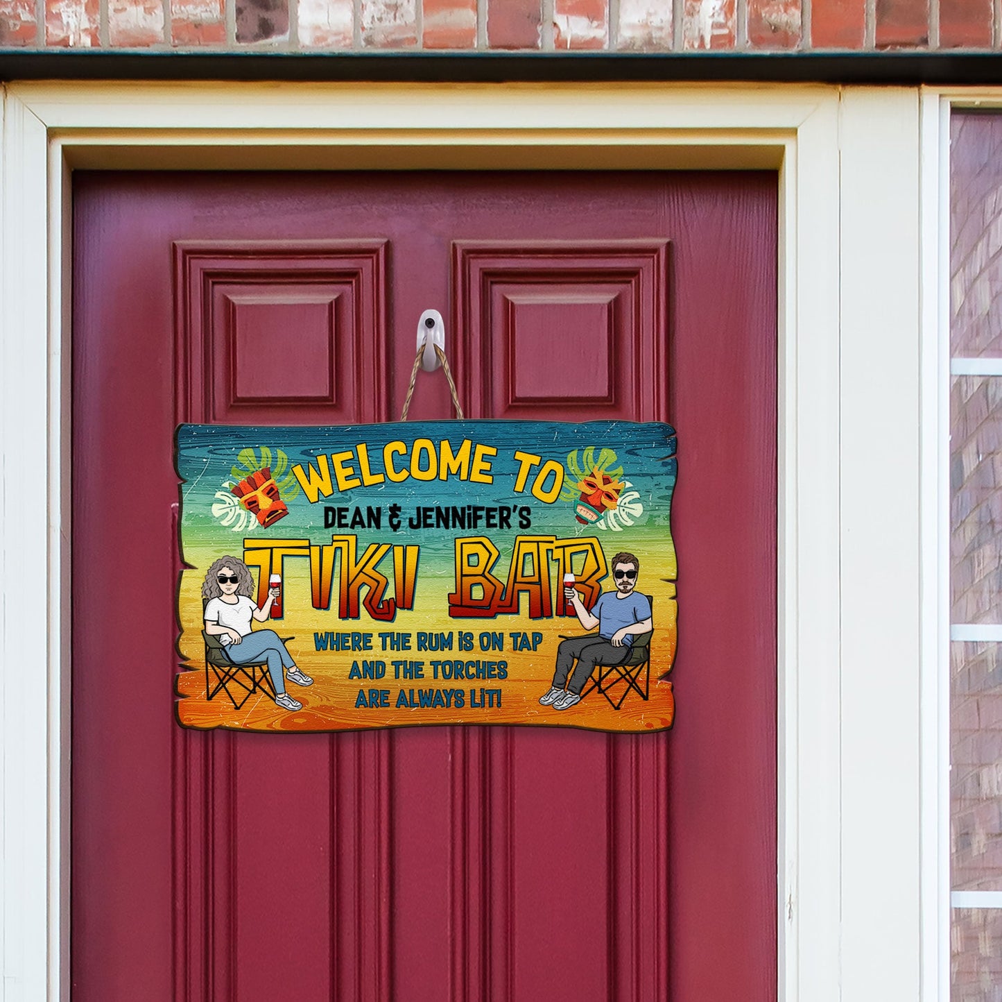 Welcome To Tiki Bar The Torches Are Always Lit - Personalized Custom Shaped Wood Sign