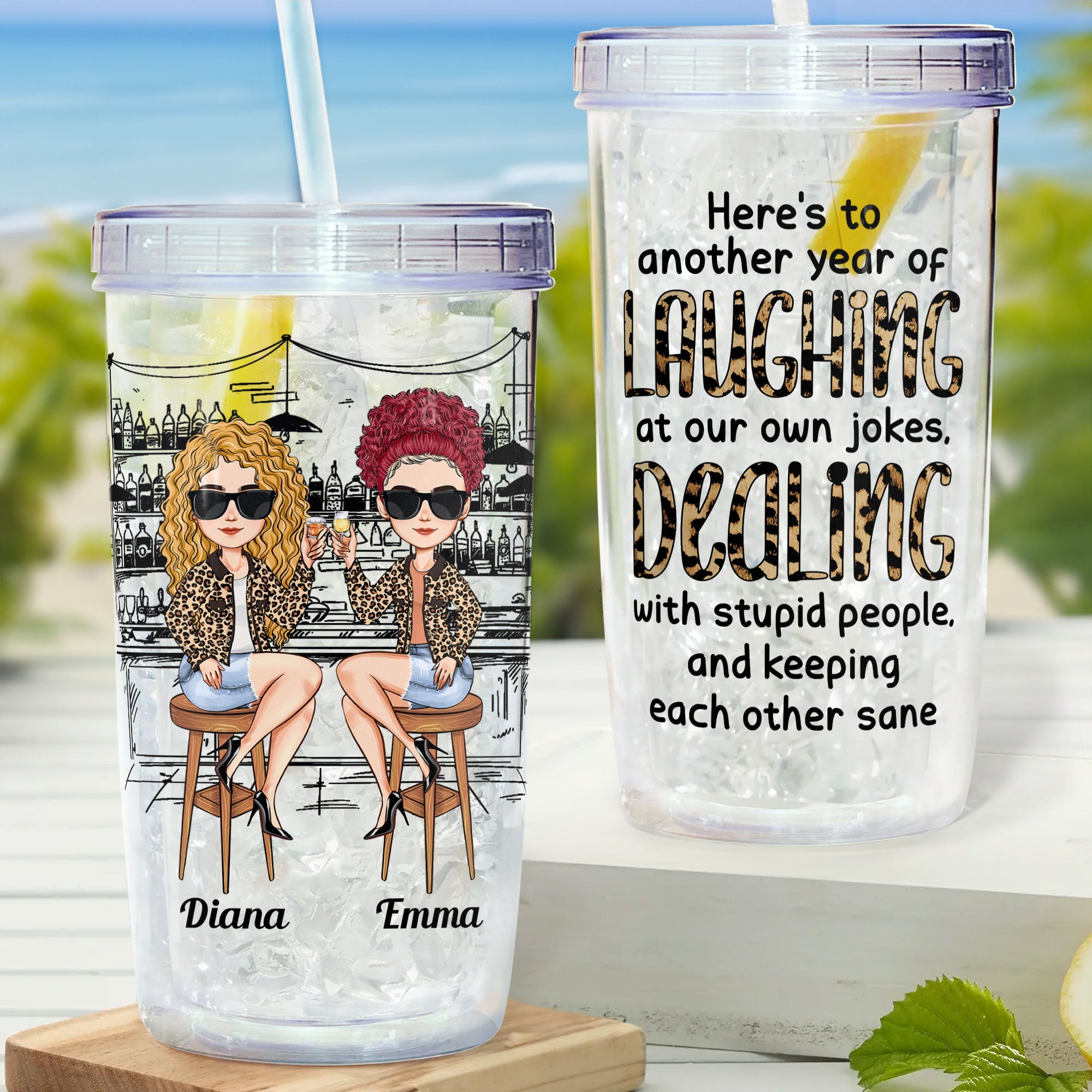 We'll Be New Besties - Personalized Acrylic Tumbler With Straw