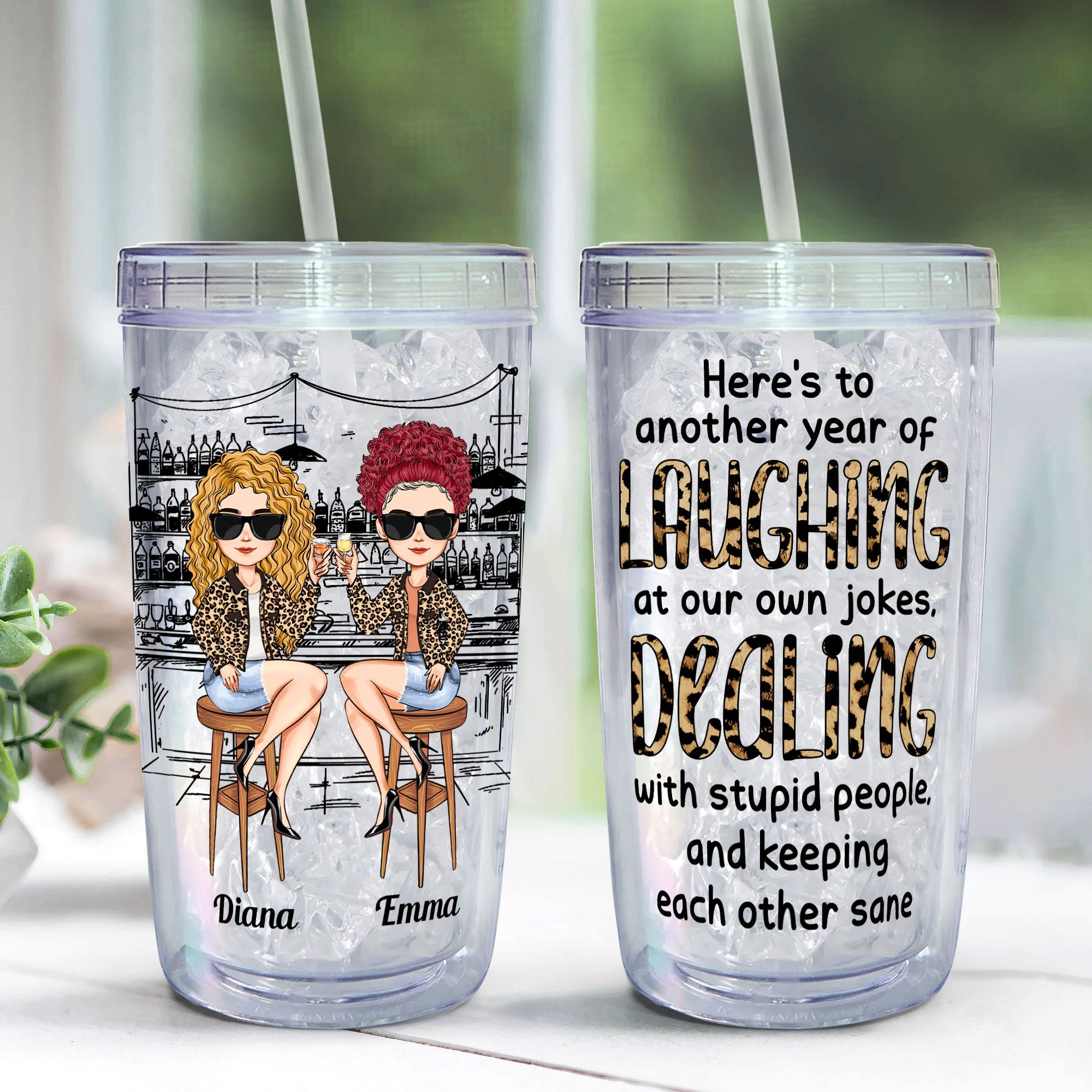 We'll Be New Besties - Personalized Acrylic Tumbler With Straw
