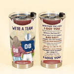 We're A Team - Personalized Tumbler Cup - Birthday, Anniversary Gift For Football Couple, Boyfriend, Girlfriend, Husband & Wife