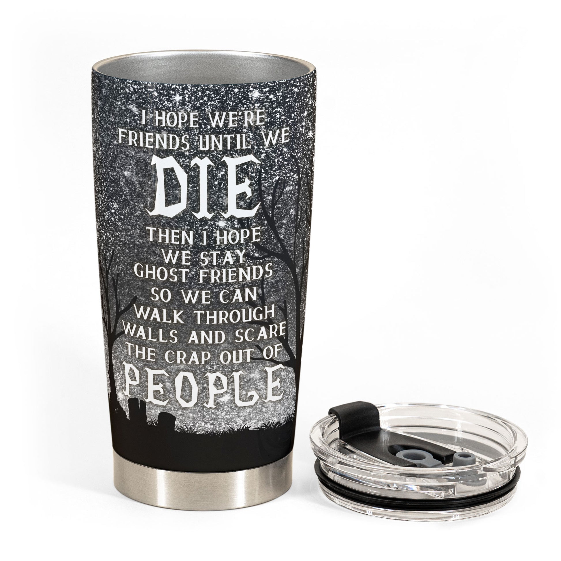 We're Friends Until We Die - Personalized Tumbler Cup - Halloween Gift For Besties - Devil Girls