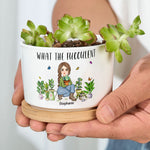 What The Fucculent - Personalized Ceramic Plant Pot With Tray