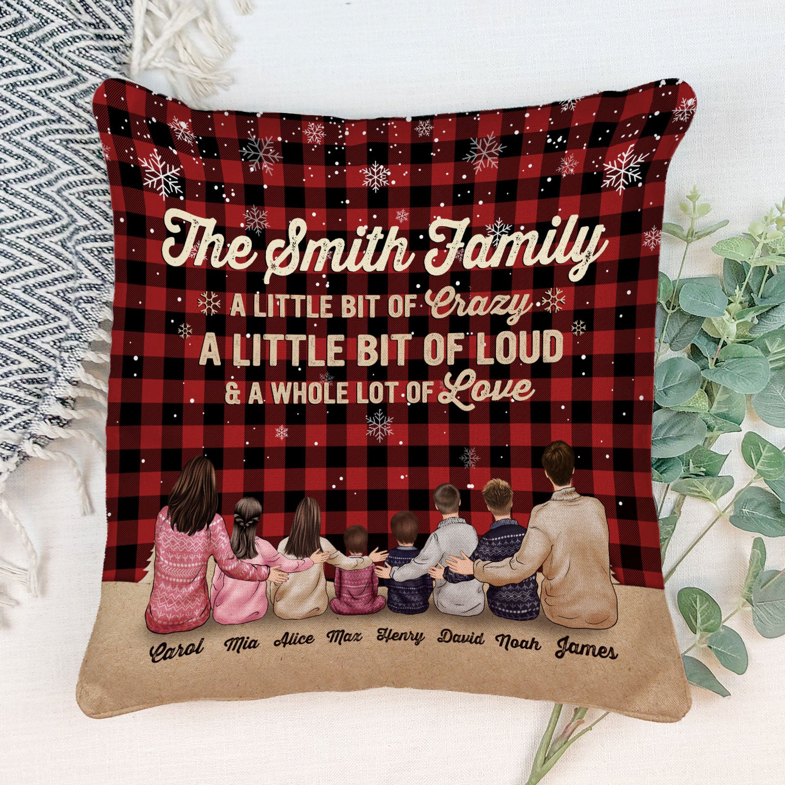 What We Love About Our Home - Personalized Pillow (Insert Included) - Christmas Gift For Family Members - Hugging Family