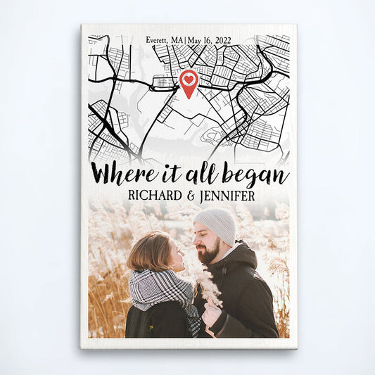 Where It All Began - Personalized Photo Wrapped Canvas - Anniversary For Her, Him