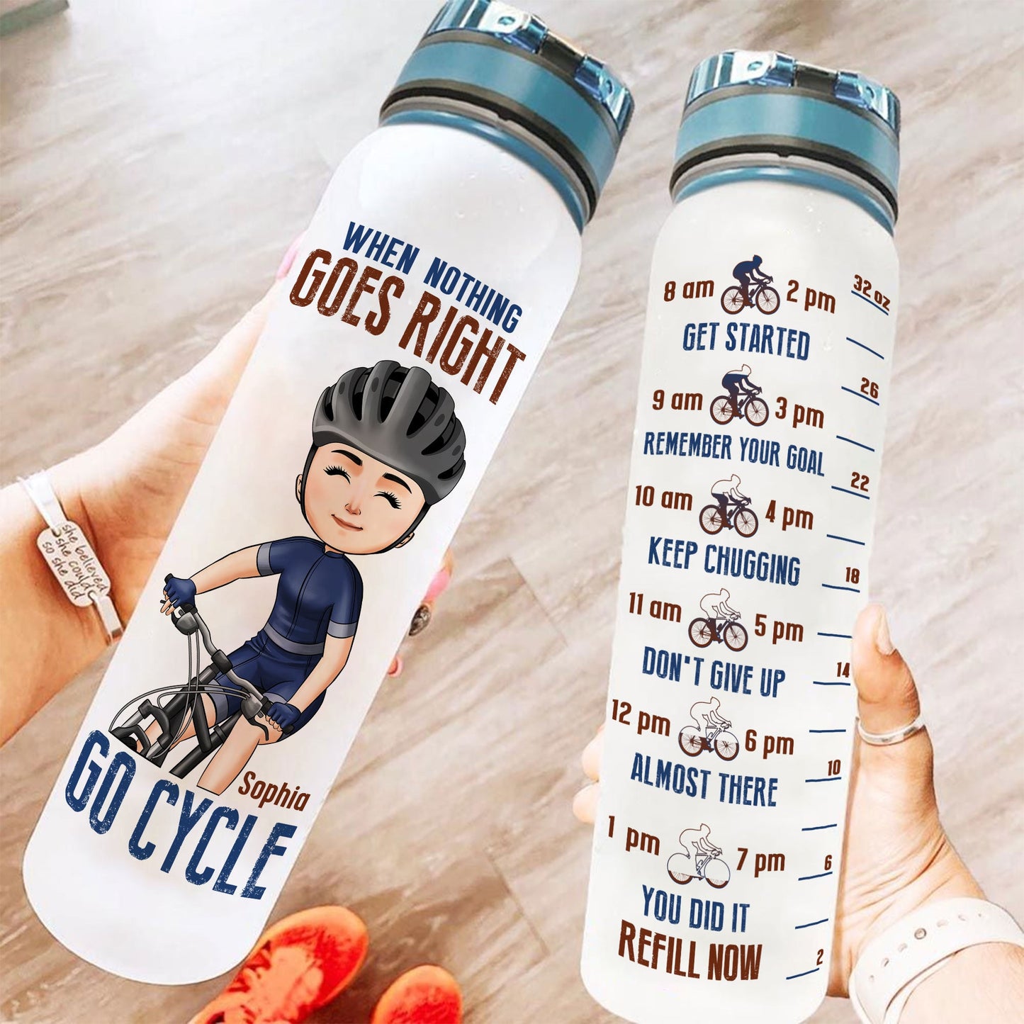 When Nothing Goes Right Go Cycle  - Personalized Water Tracker Bottle