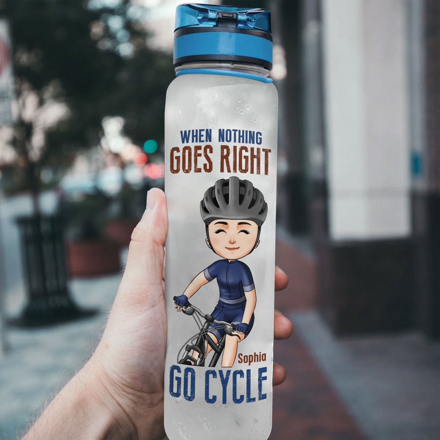 When Nothing Goes Right Go Cycle  - Personalized Water Tracker Bottle