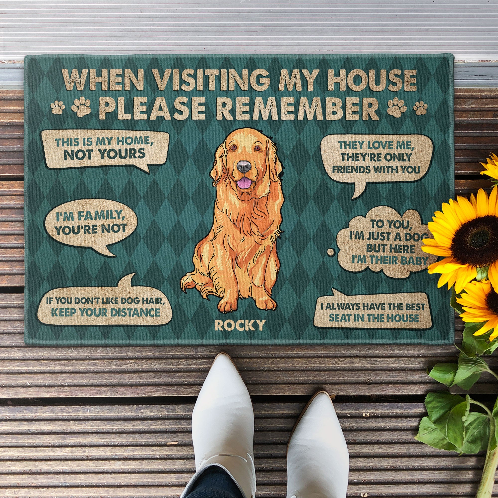 When Visiting My House - Personalized Doormat - Funny House Decor Gift For Dog Lovers, Dog Mom, Dog Dad, Besties, Sisters, Daughters