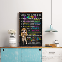 When You Enter This Classroom - Personalized Poster/Canvas -  Gift For Teacher - Cartoon Teacher