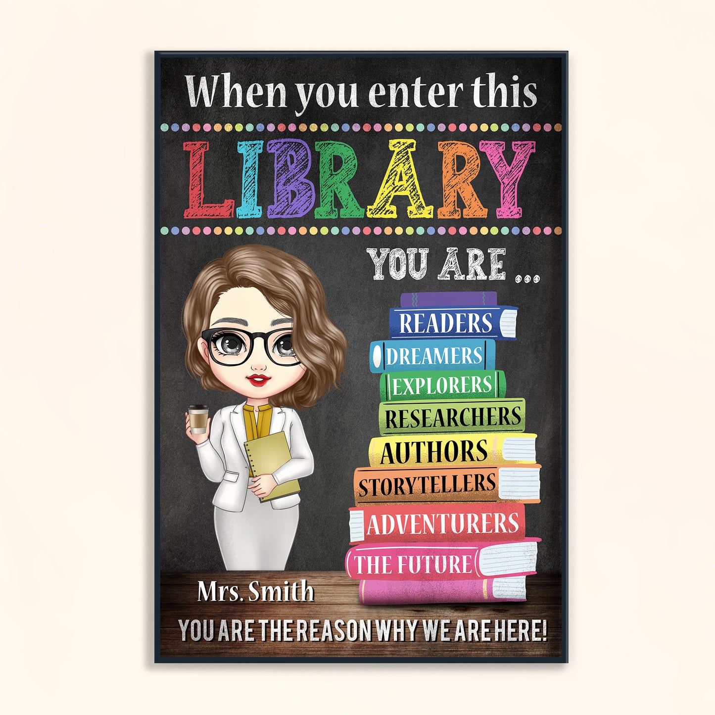 When You Enter This Library - Personalized Poster/Canvas - Back To School Gift For Teacher, Librarian, Library Rules Sign, Classroom Decor