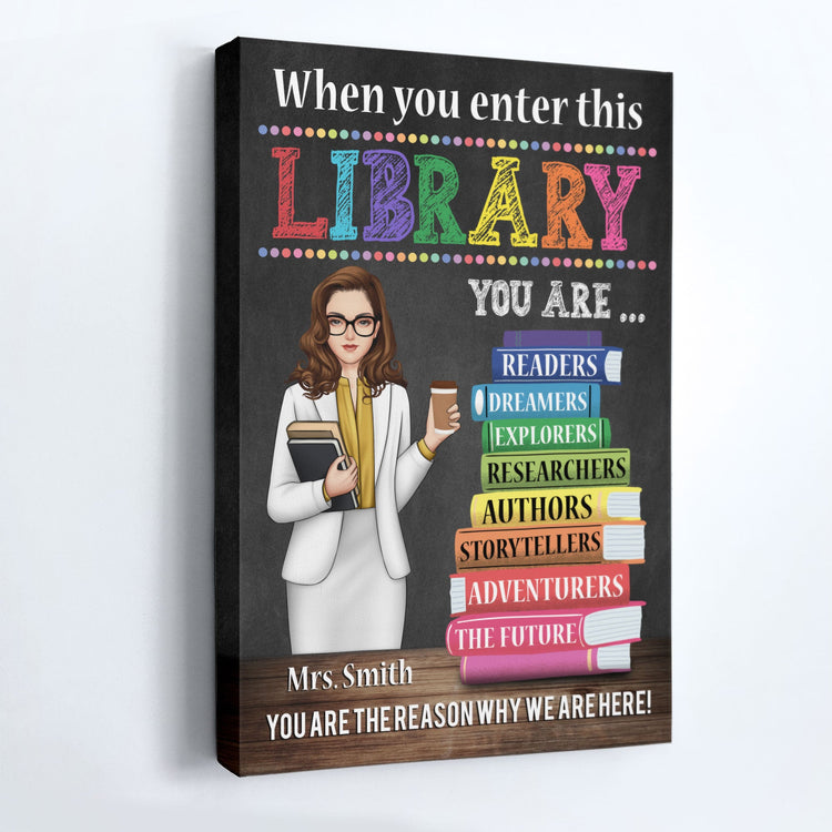 When You Enter This Library - Personalized Poster/Canvas - Back To School Gift For Teacher, Librarian, Library Rules Sign, Classroom Decor