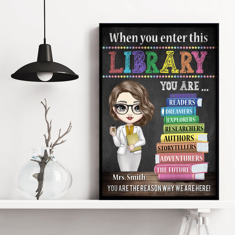 When You Enter This Library - Personalized Poster/Canvas - Back To School Gift For Teacher, Librarian, Library Rules Sign, Classroom Decor