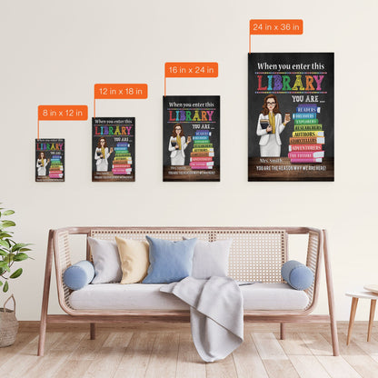 When You Enter This Library - Personalized Poster/Canvas - Back To School Gift For Teacher, Librarian, Library Rules Sign, Classroom Decor