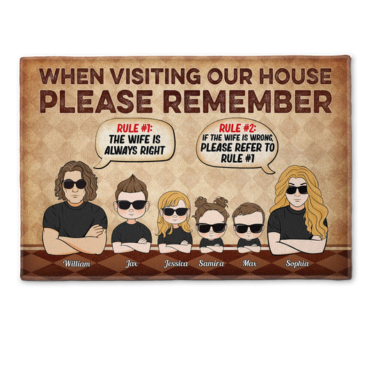 When Visiting Our House Please Remember - Personalized Doormat