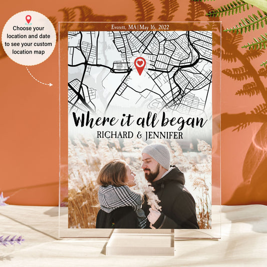 Where It All Began Location Map - Personalized Acrylic Photo Plaque