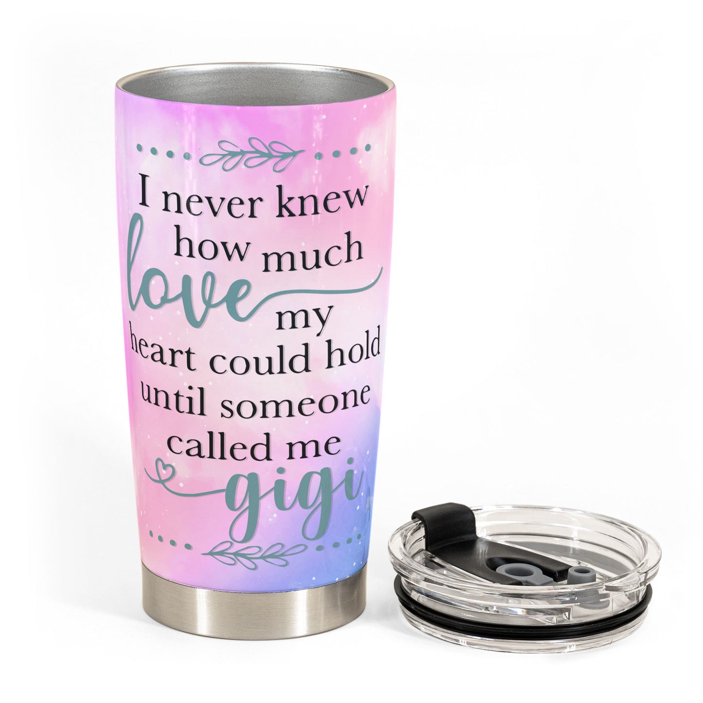 I Never Knew How Much Love My Heart Could Hold - Personalized Tumbler Cup - Birthday, Christmas, Grandparents' Day Gift For Grandma, Grammy, Gigi, Nana, Nanny, Mimi, Mom, Mama