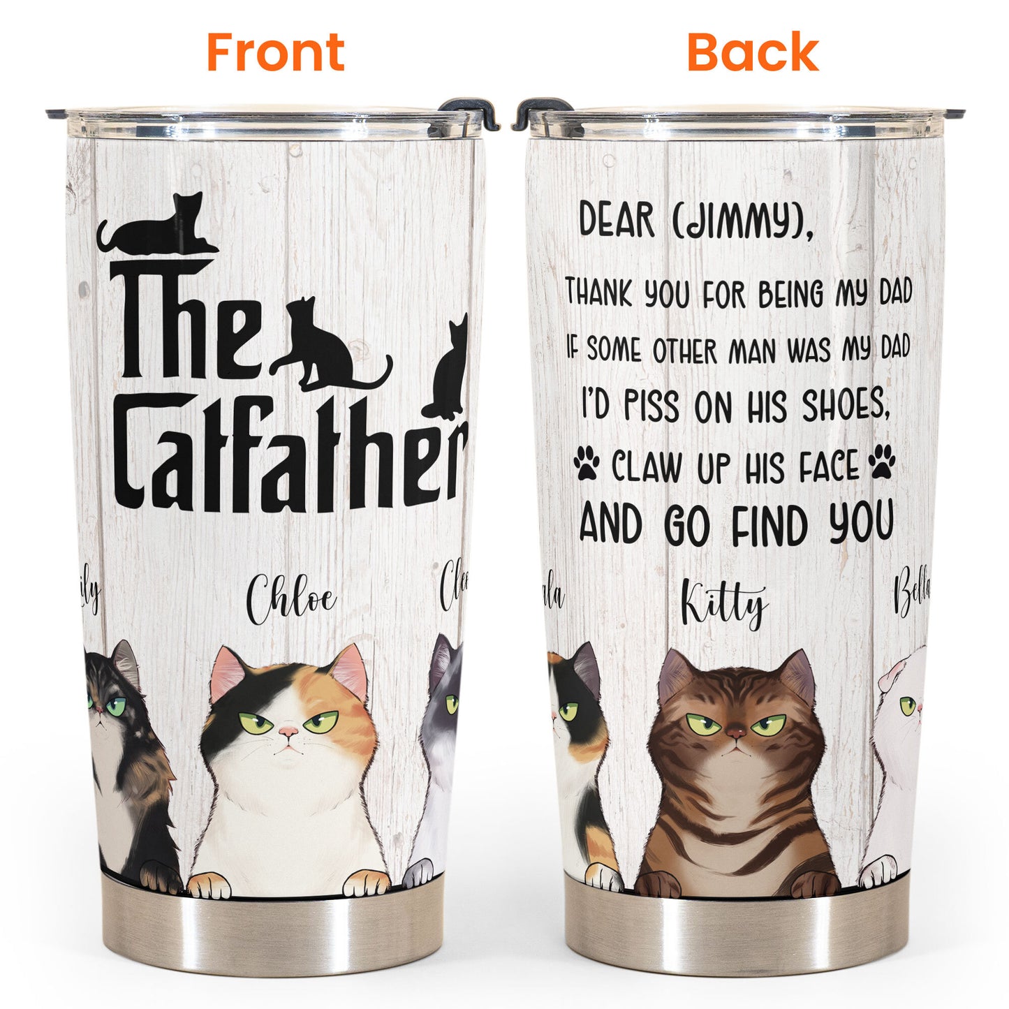 Thank You For Being Our Dad  - Personalized Tumbler Cup - Gift For Cat Dad