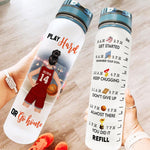 Who Loves Basketball - Personalized Water Bottle With Time Marker