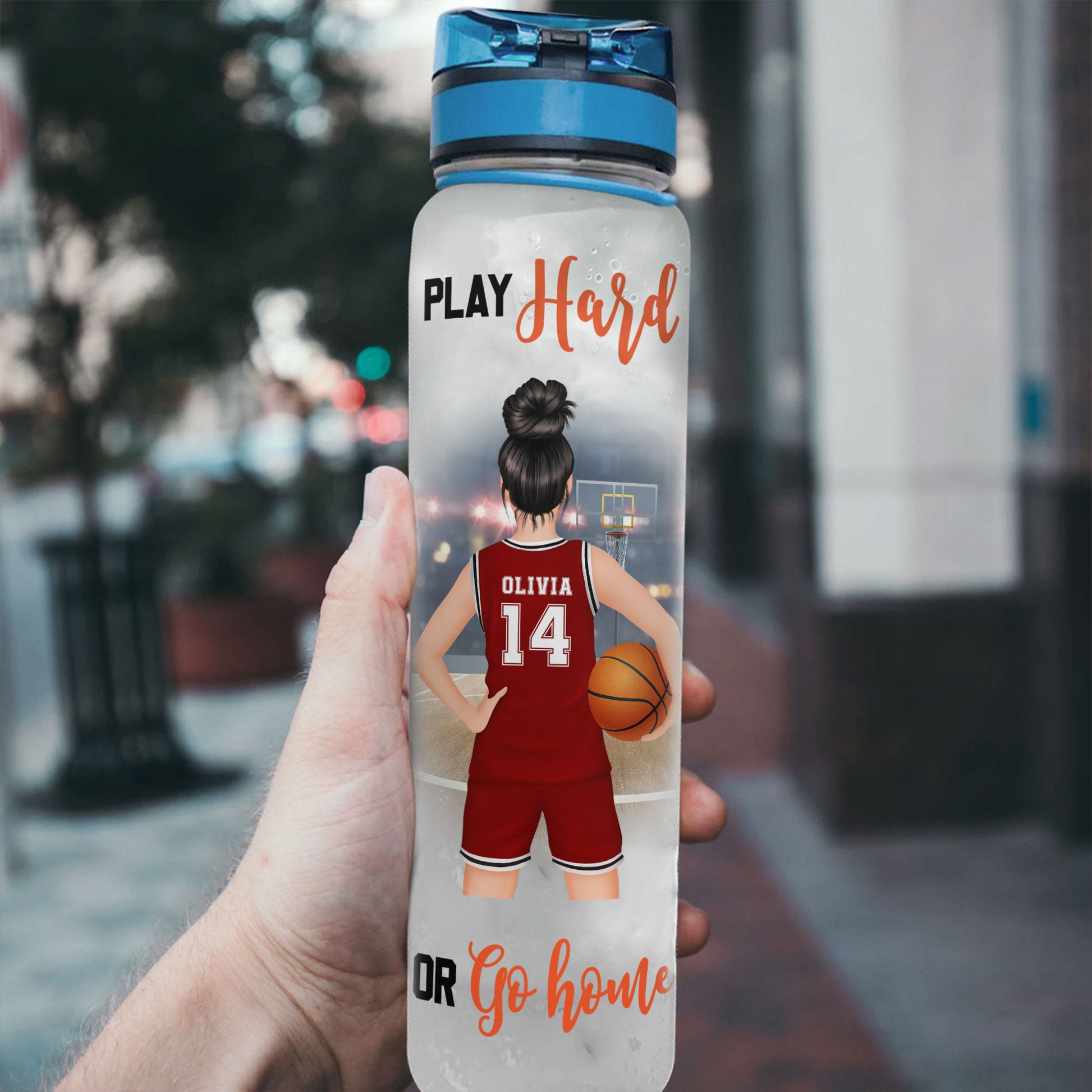Basketball Personalized 12 20 30oz Water Bottle Straw Lid 