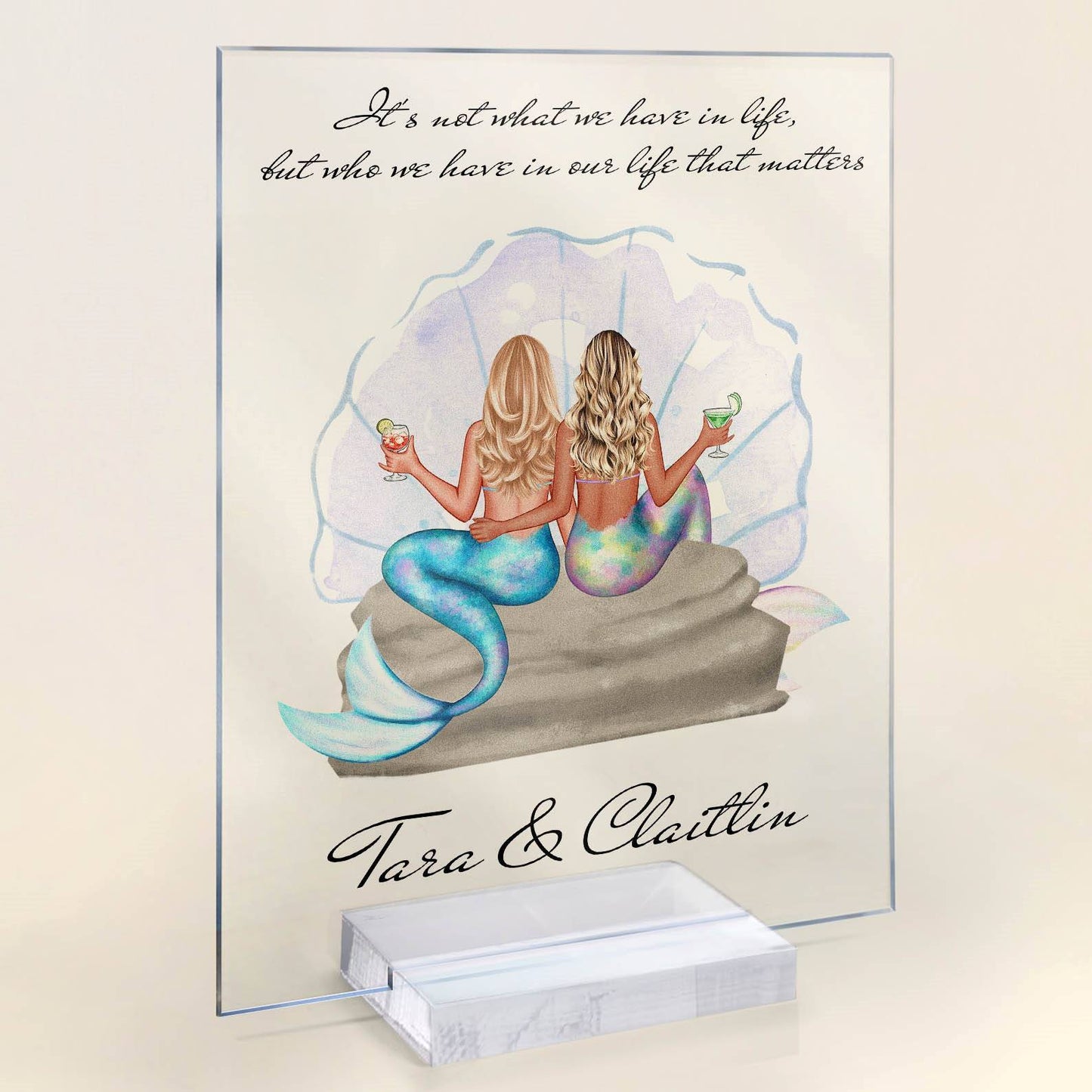 Who We Have In Our Life That Matters - Personalized Acrylic Plaque - Gift For Girls, Mermaid Sisters, Friends