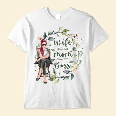 Wife Mom Boss - Personalized Shirt - Anniversary Gift Valentine's Day Gift For Wife
