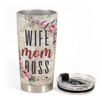 Wife Mom Boss - Personalized Tumbler Cup - Valentine's Day, Birthday Gift For Wife, Mom