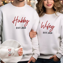 Wifey And Hubby - Custom Embroidered Sweatshirt