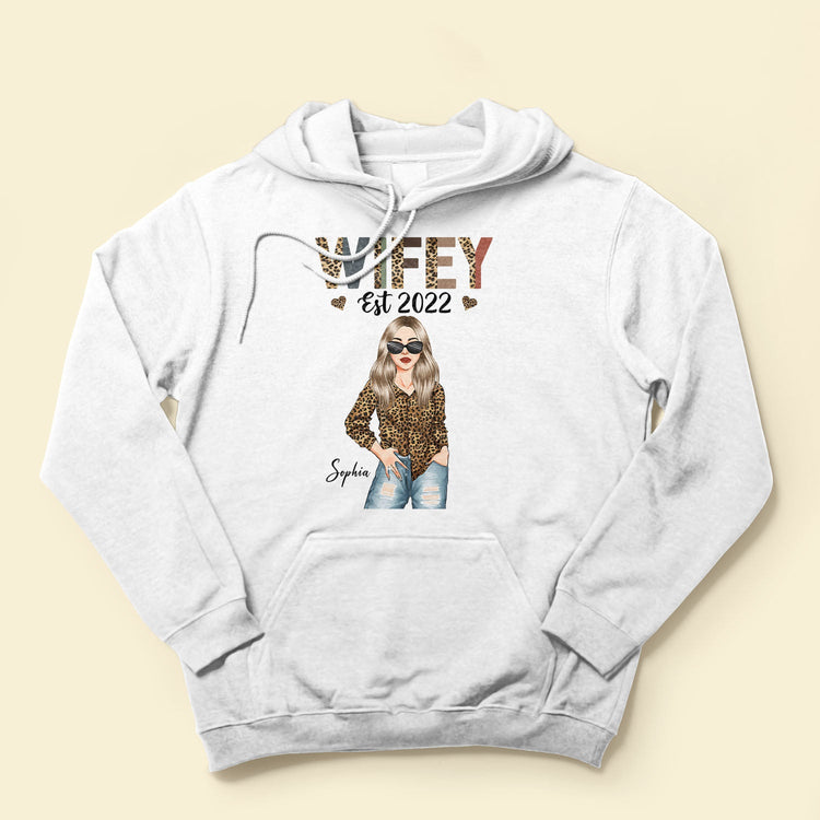 Wifey Est. (Year) - Personalized Shirt - Anniversary Gift For Wife, Girlfriend, Fianc??