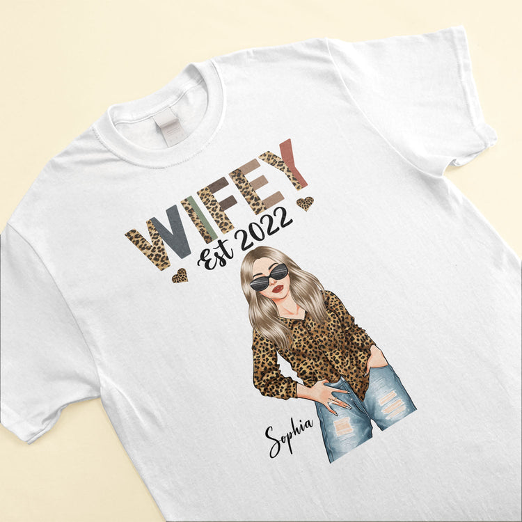Wifey Est. (Year) - Personalized Shirt - Anniversary Gift For Wife, Girlfriend, Fianc??