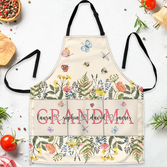 Wildflower Grandma - Personalized Apron With Pocket