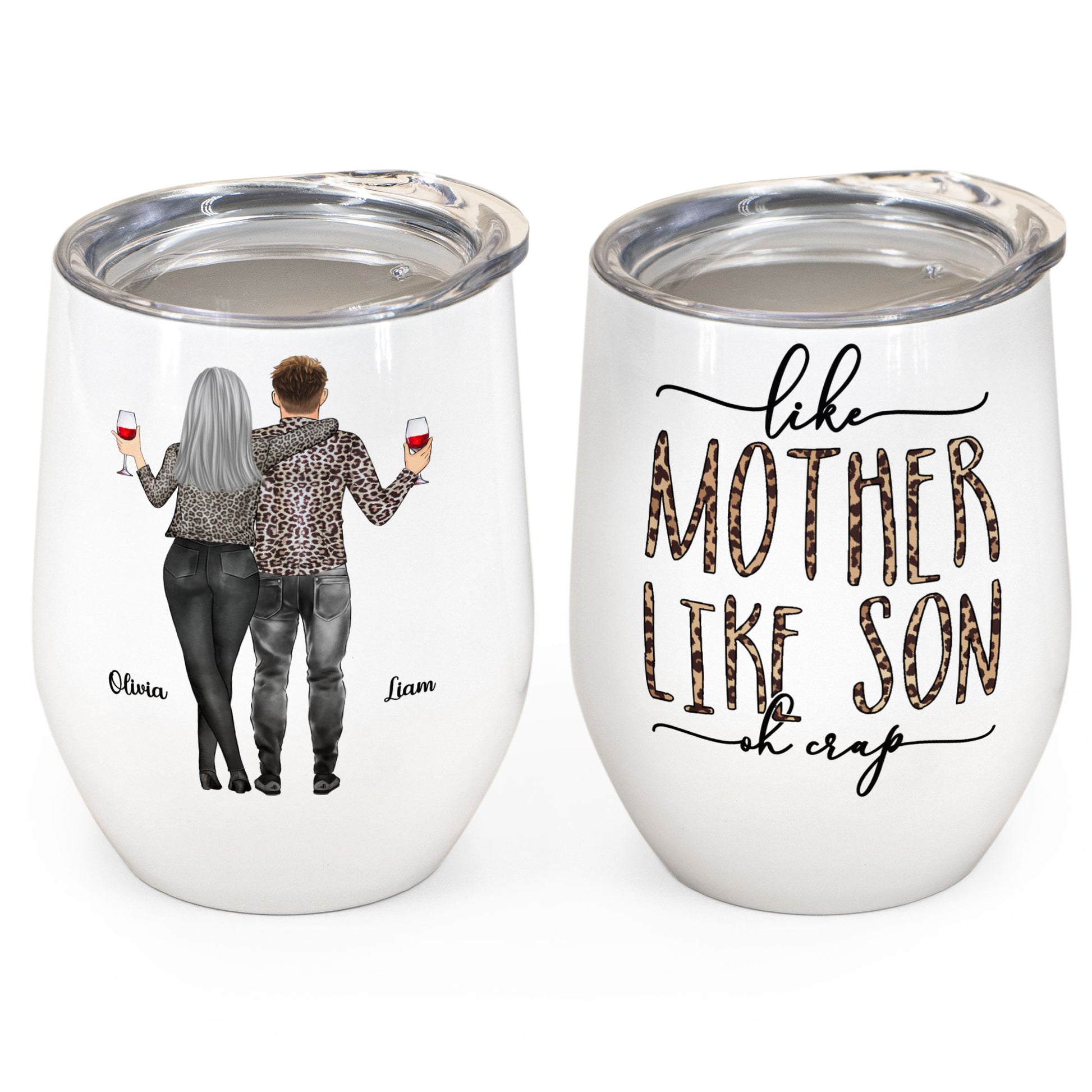 Mom Of Boys - Personalized Wine Tumbler - Mom And Kids Back – Macorner