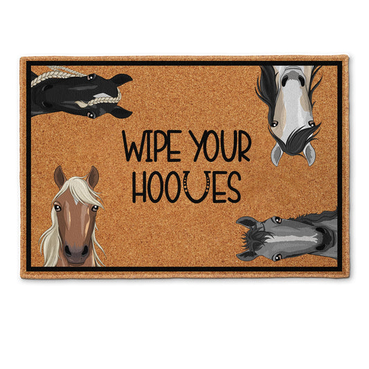 Wipe Your Hooves - Personalized Doormat - Birthday, Loving, Funny, Home Decor Gift For Horse Mom, Horse Lover
