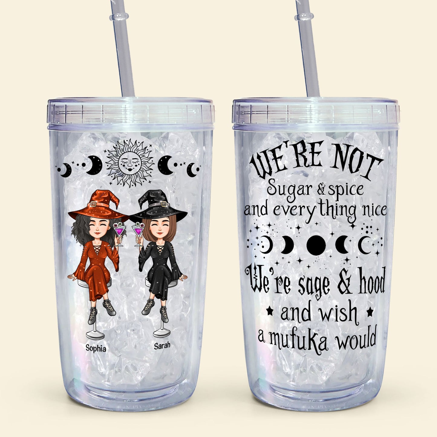 Witch Friends - Personalized Acrylic Insulated Tumbler With Straw