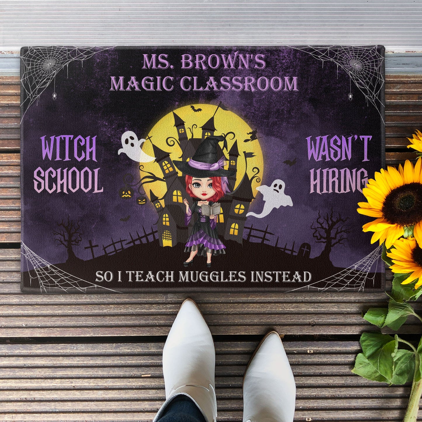 Witch School Wasn't Hiring - Personalized Doormat - Halloween, Classroom Decor, Funny Gift For Teachers, Teacher Assistants, School Workers, Students