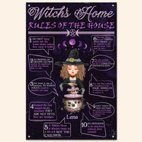 Witch's Home Rules Of The House - Personalized Metal Sign - Grimoire