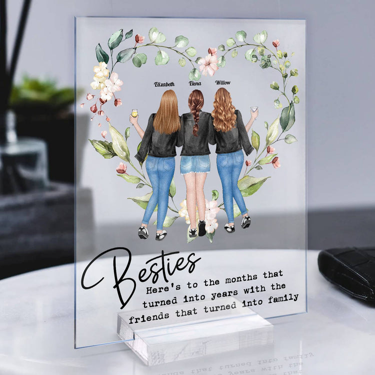 With The Friends That Turned Into Family - Personalized Acrylic Plaque - Birthday Gift New Year Gift For Besties, BFF, Soul Sisters
