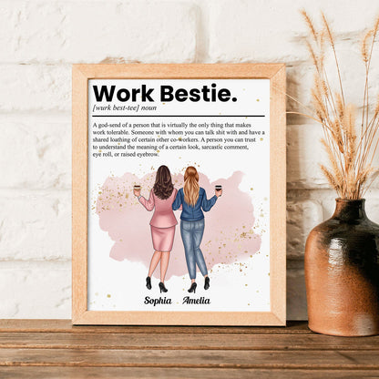 Work Bestie Definition, Personalized Poster, Funny Gift, Coworker Leaving Gift For Friends, Coworkers