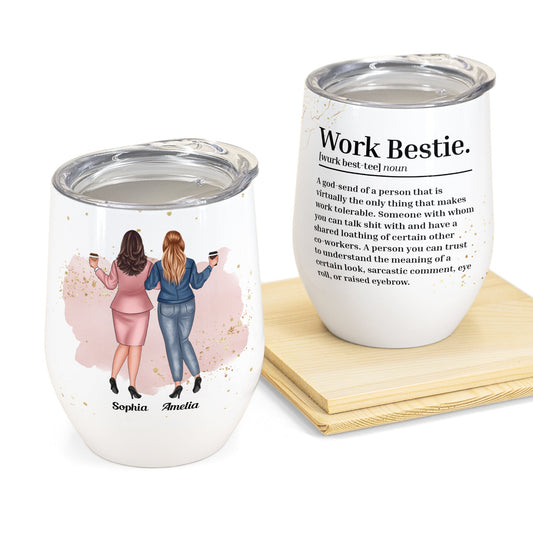 Work Bestie Definition - Personalized Wine Tumbler - Birthday Gift Leaving Gift For Work Besties, Colleagues, Best Friends