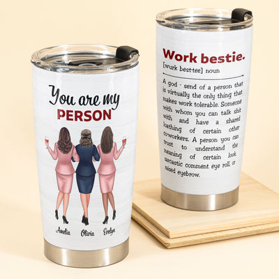 Work Bestie - Personalized Tumbler Cup - Birthday Gift For Co-worker, Colleague