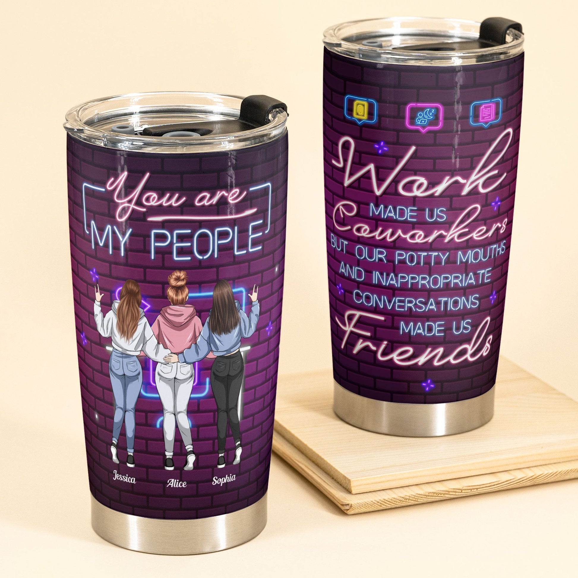 Work Besties - Personalized Tumbler Cup - Birthday Gift For Coworkers, Colleagues, Work Friends