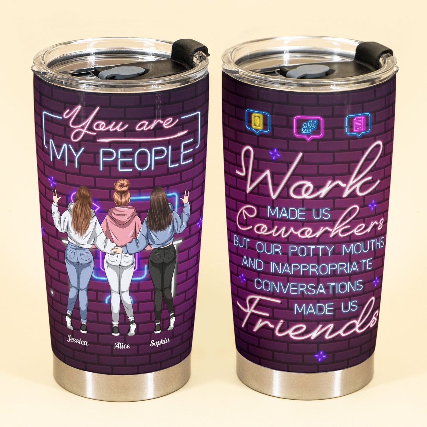 Work Besties - Personalized Tumbler Cup - Birthday Gift For Coworkers, Colleagues, Work Friends