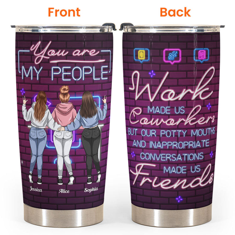 Work Besties - Personalized Tumbler Cup - Birthday Gift For Coworkers, Colleagues, Work Friends