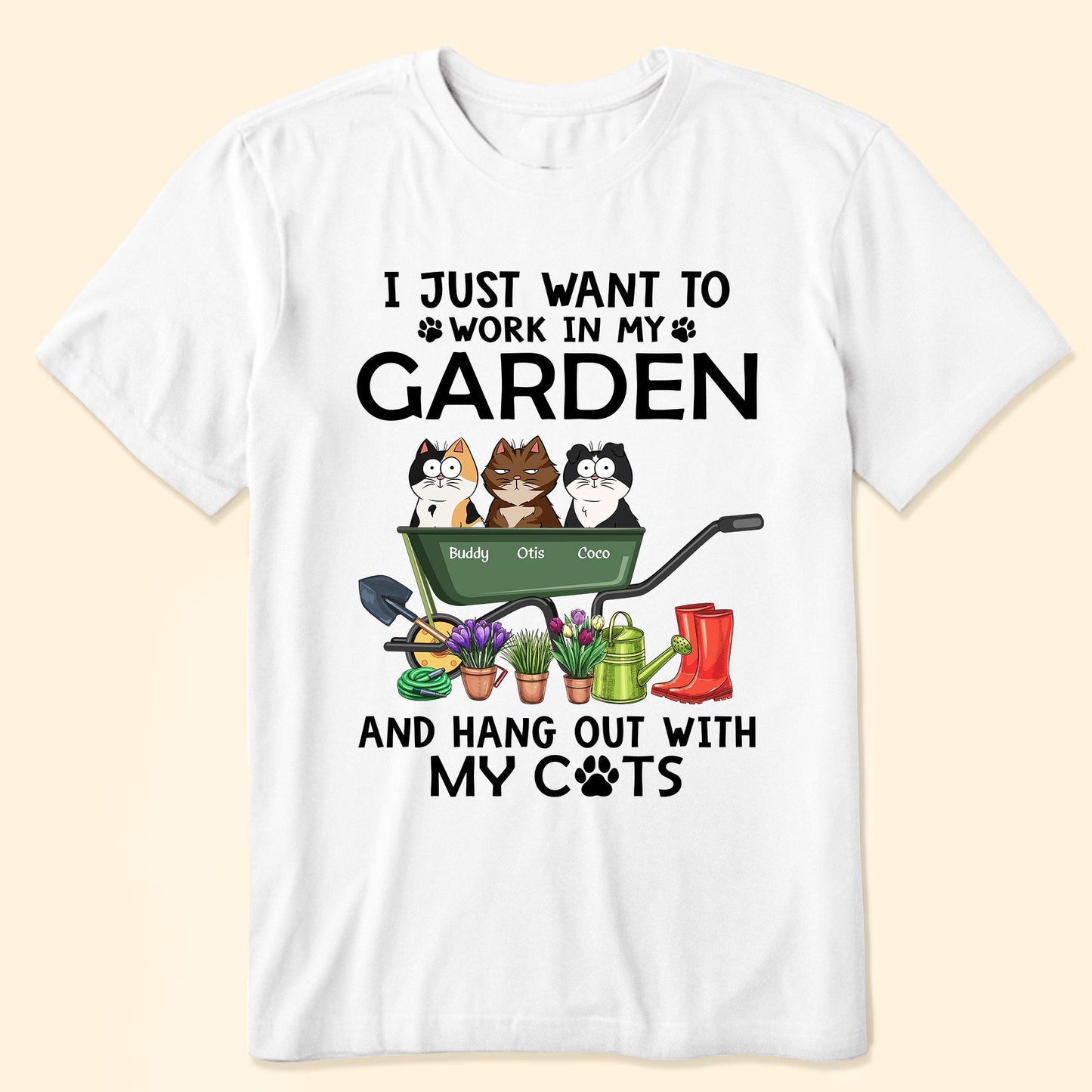 Work In Garden - Hang Out With Cats - Personalized Shirt