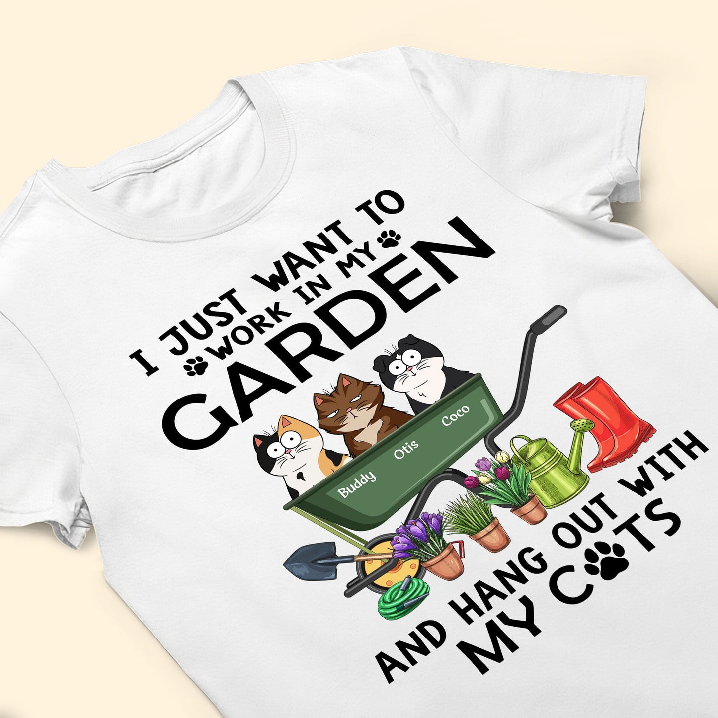 Work In Garden - Hang Out With Cats - Personalized Shirt