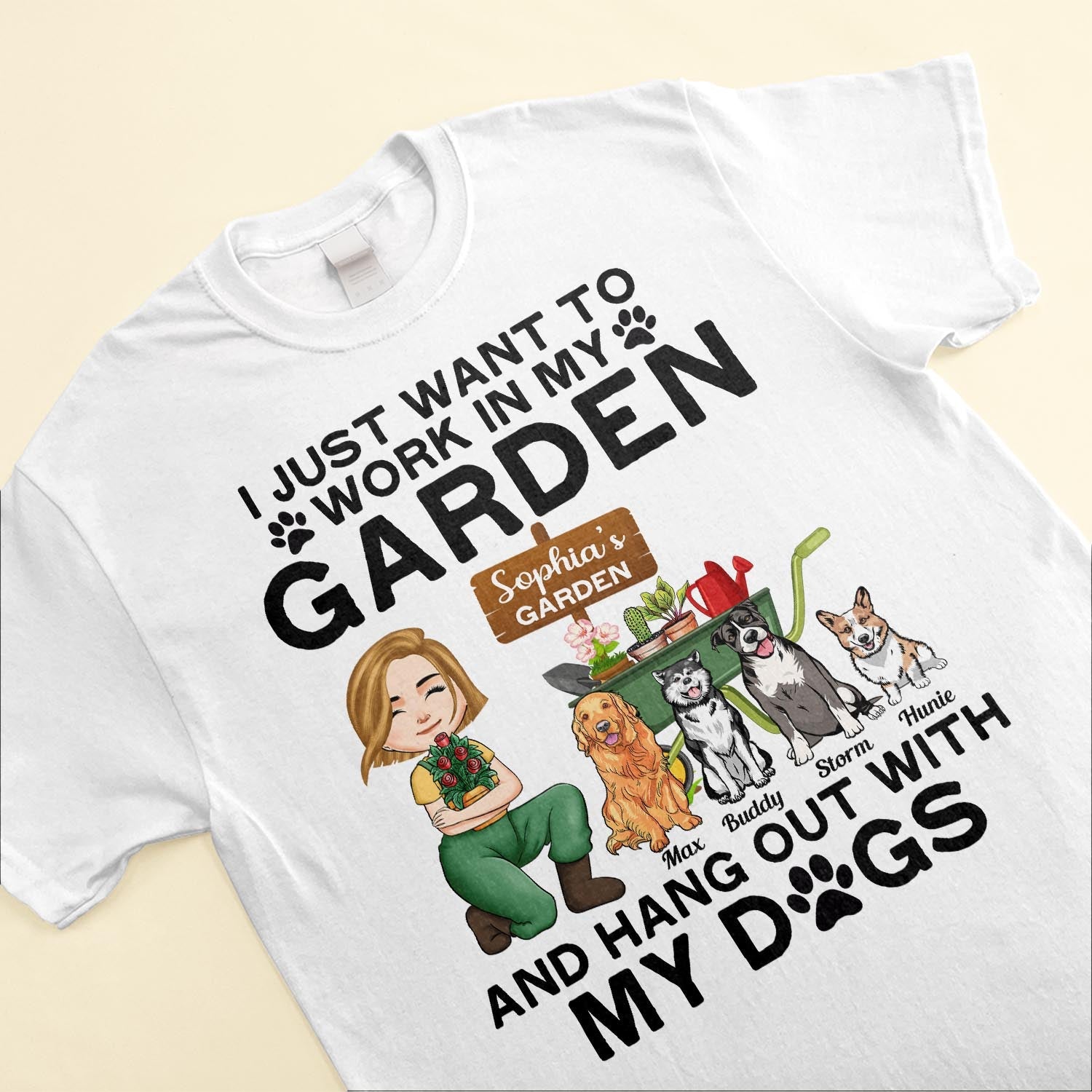 Work In My Garden And Hang Out With My Dogs - Personalized Shirt