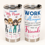 Work Made Us Colleagues - Personalized Tumbler Cup - Birthday Gift For Nursing Colleagues - Cute Chibi Nurse